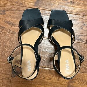 MIA Black Crisscross Ankle-Strap Sandal